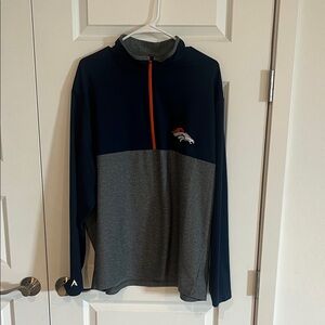 Antigua Denver Broncos Navy, Gray and Orange Zip Pullover